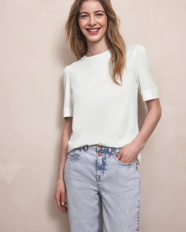 Street One Studio T-Shirt mit Puffärmeln - Off White