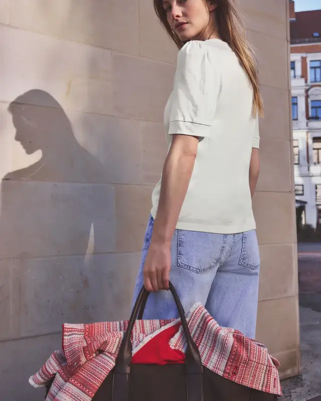 Street One Studio T-Shirt mit Puffärmeln - Off White