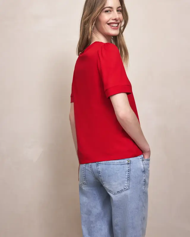 Street One Studio T-Shirt mit Puffärmeln - Torch Red