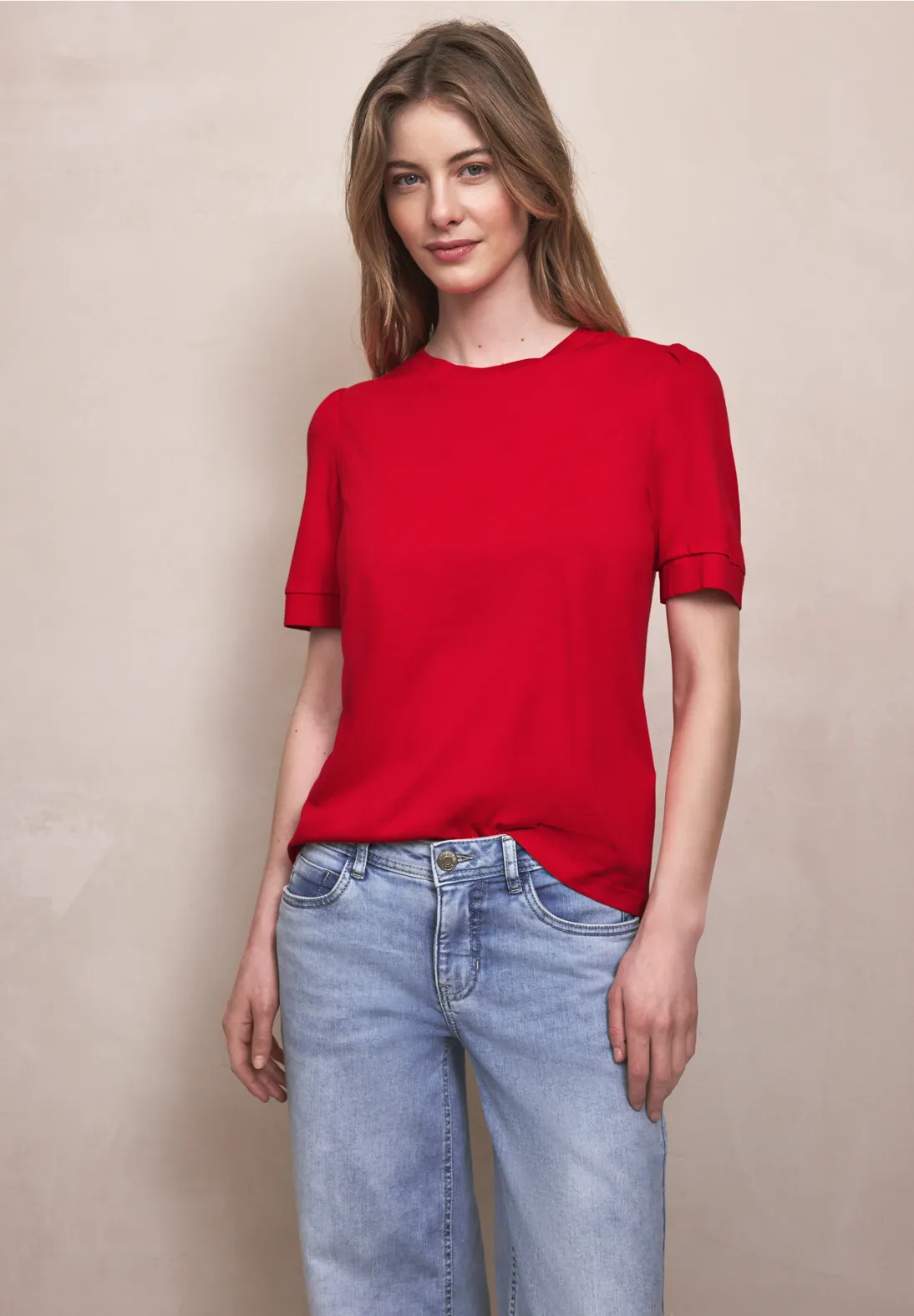 Street One Studio Shirt met Pofmouwen - Torch Red