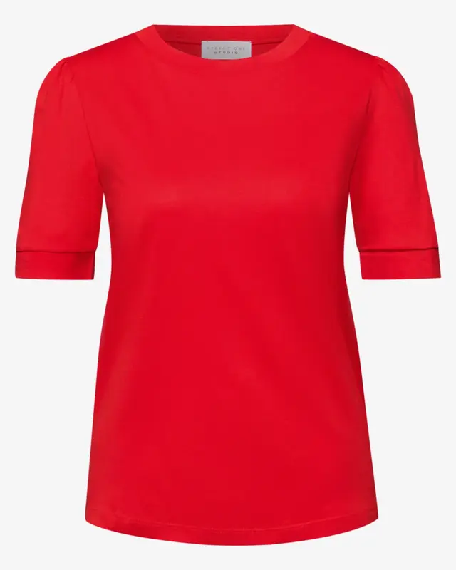 Street One Studio T-Shirt with Puff Sleeves - Torch Red