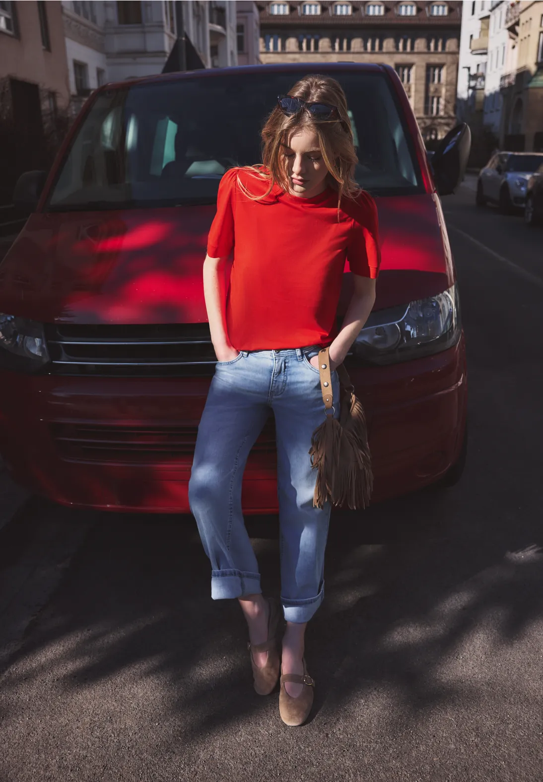 Street One Studio T-Shirt mit Puffärmeln - Torch Red