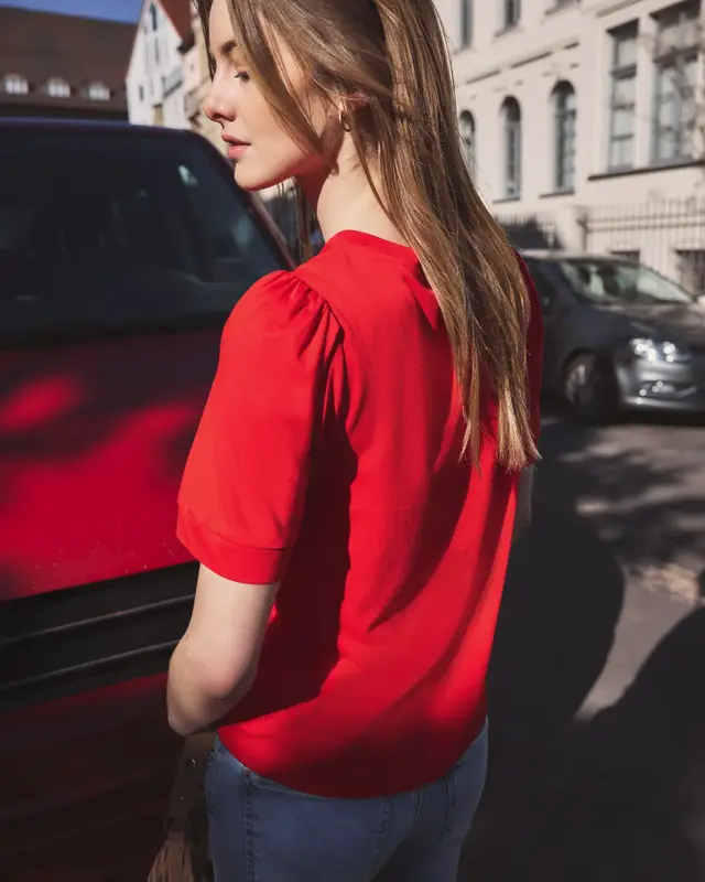 Street One Studio T-Shirt mit Puffärmeln - Torch Red