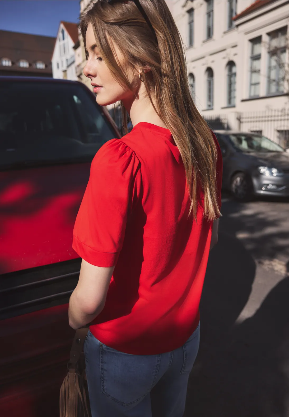 Street One Studio T-Shirt mit Puffärmeln - Torch Red