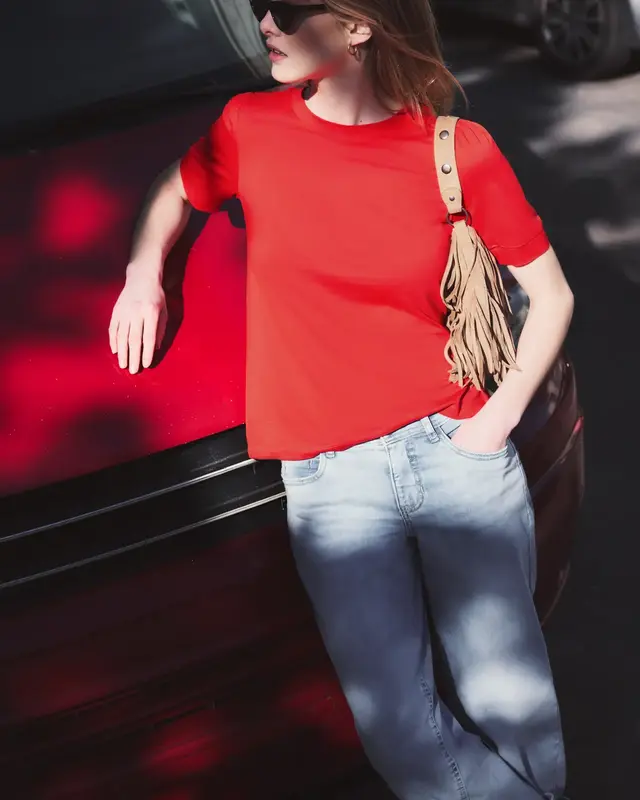 Street One Studio Shirt met Pofmouwen - Torch Red