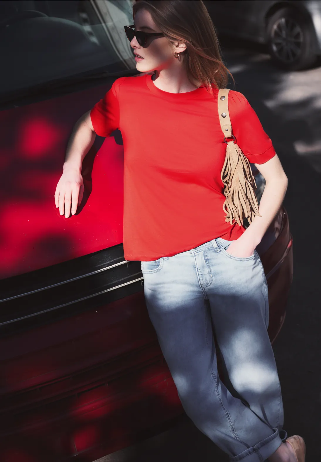 Street One Studio T-Shirt mit Puffärmeln - Torch Red