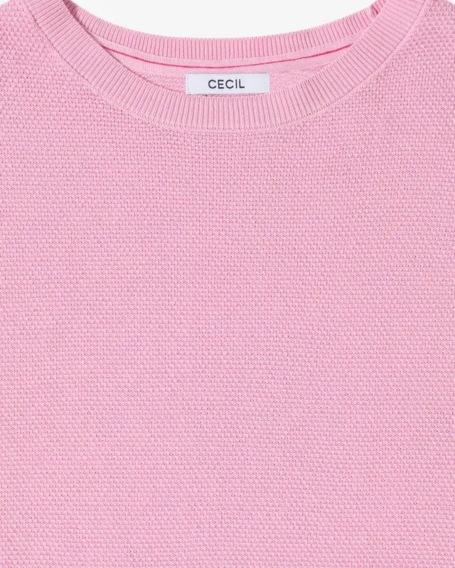 Cecil Trui met Korte Mouwen en Structuur - Light Blush Rose