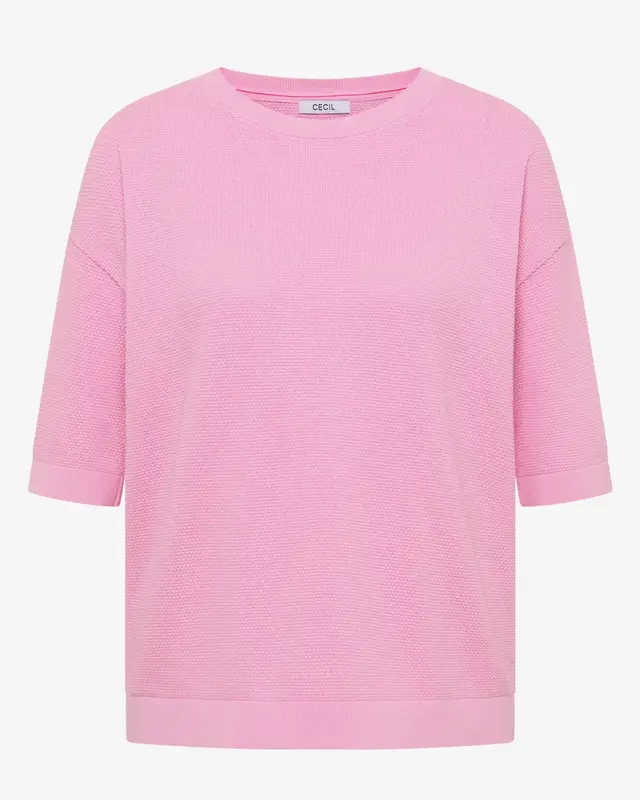 Cecil Trui met Korte Mouwen en Structuur - Light Blush Rose