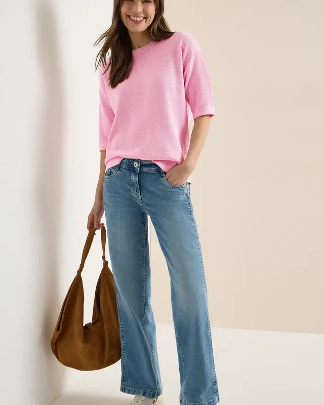 Cecil Trui met Korte Mouwen en Structuur - Light Blush Rose