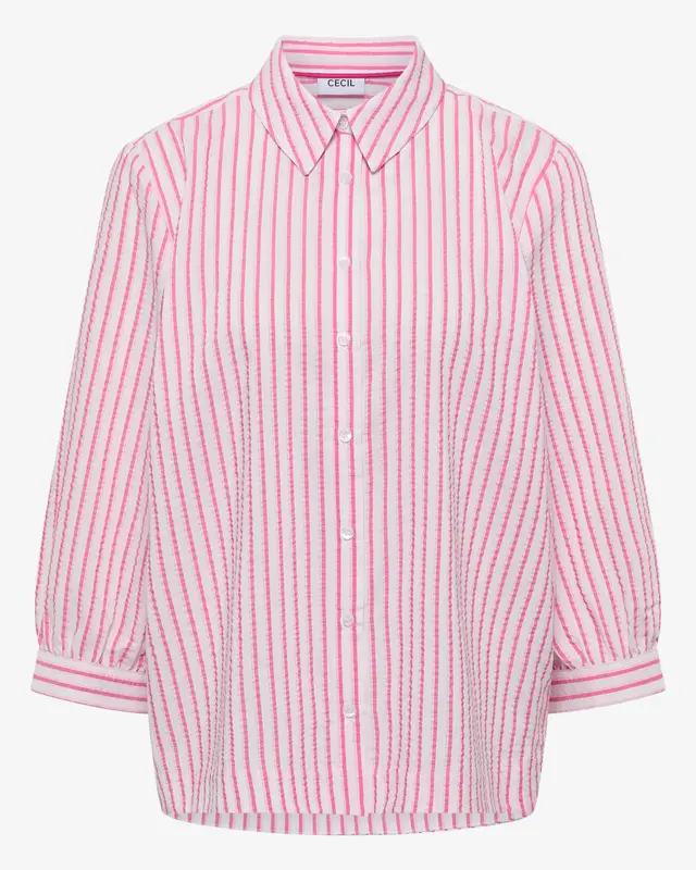 Cecil Seersucker Bluse - Beetroot Pink