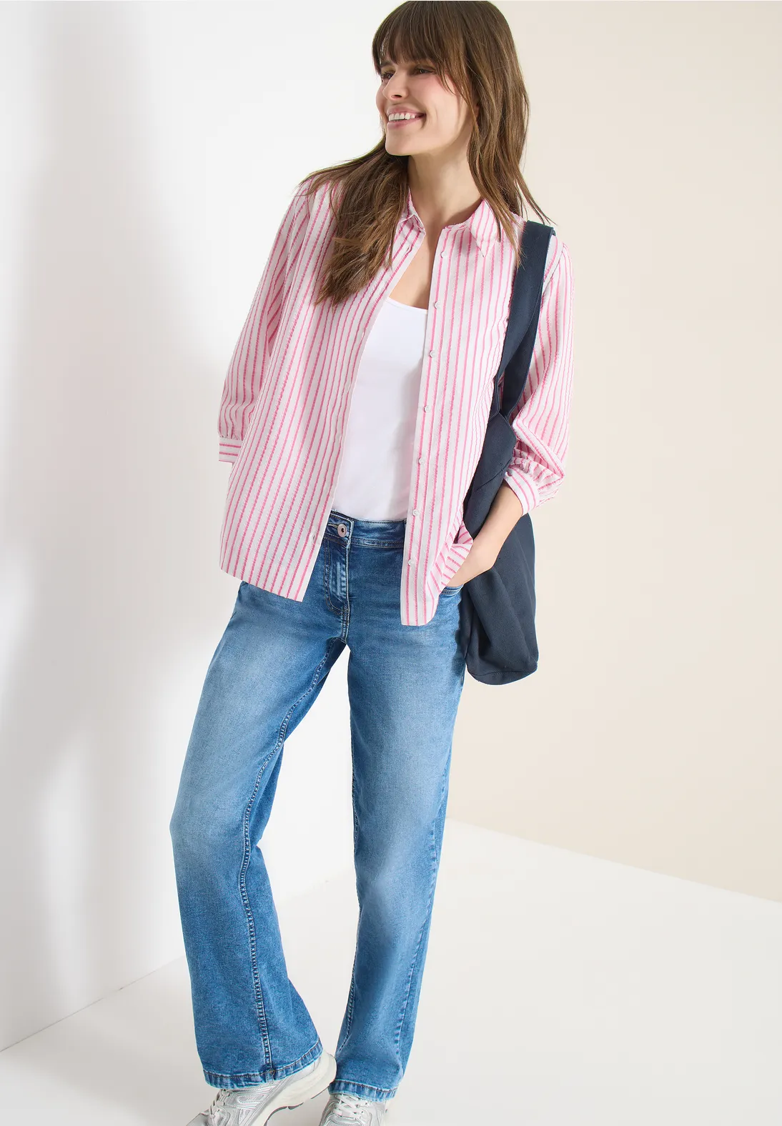 Cecil Blouse Seersucker Kwaliteit - Beetroot Pink