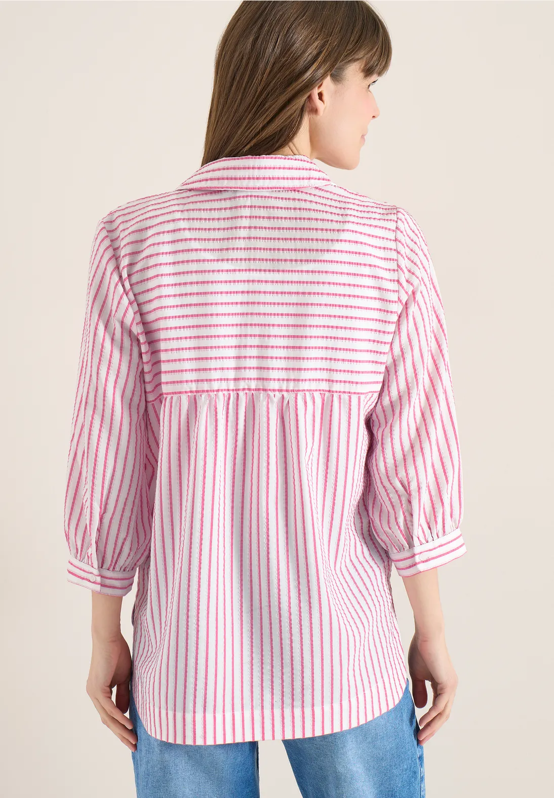 Cecil Seersucker Blouse - Beetroot Pink