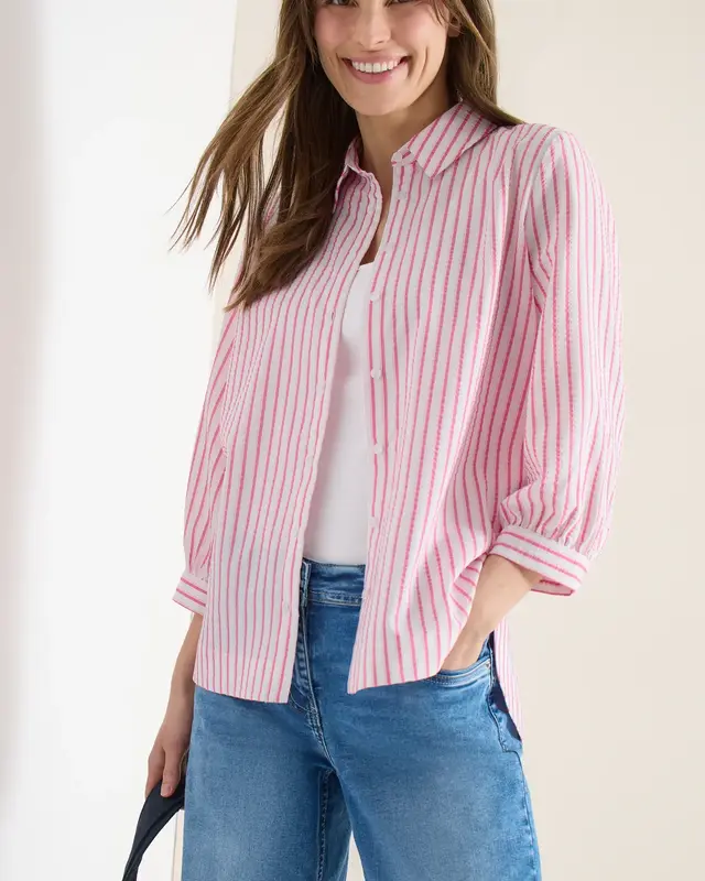 Cecil Seersucker Blouse - Beetroot Pink