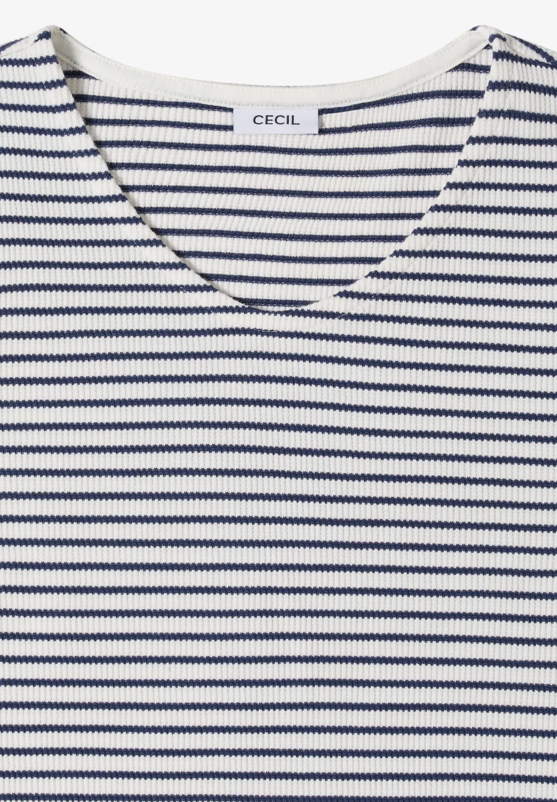 Cecil Shirt with Rounded V-Neck - Sporty Denim Blue