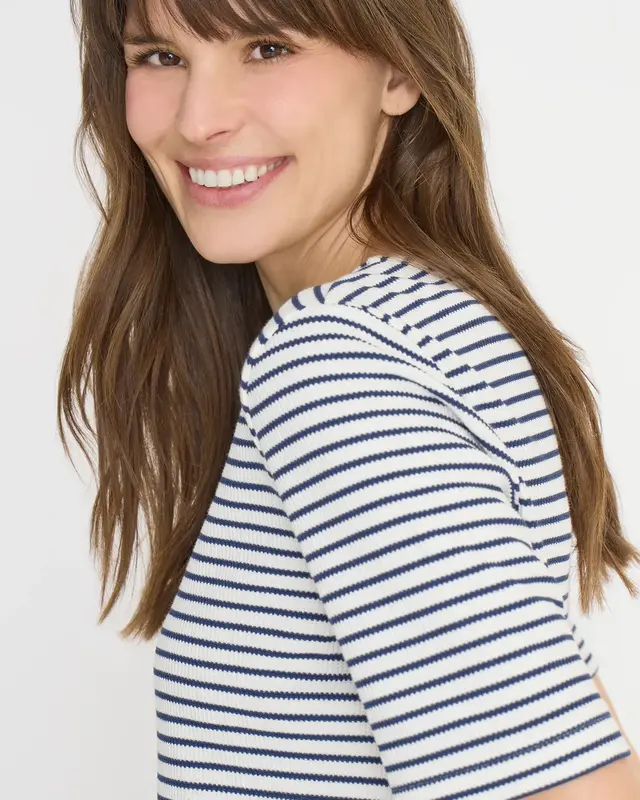 Cecil Shirt met Ronde V-hals - Sporty Denim Blue