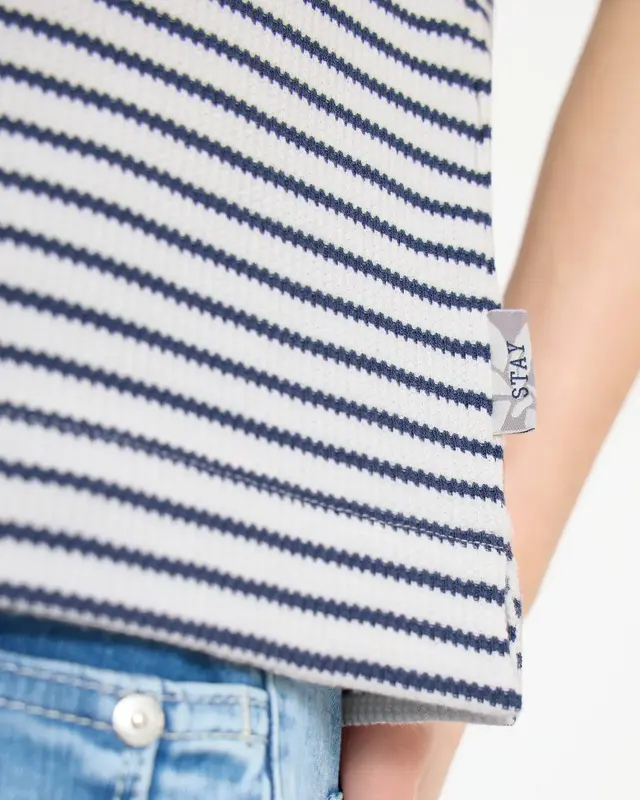 Cecil Shirt met Ronde V-hals - Sporty Denim Blue