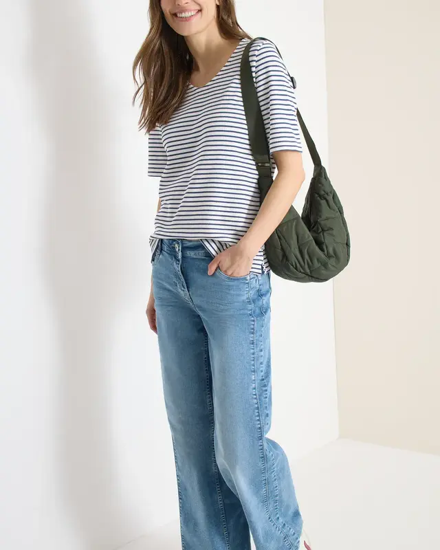Cecil Shirt mit V-Neck - Sporty Denim Blue