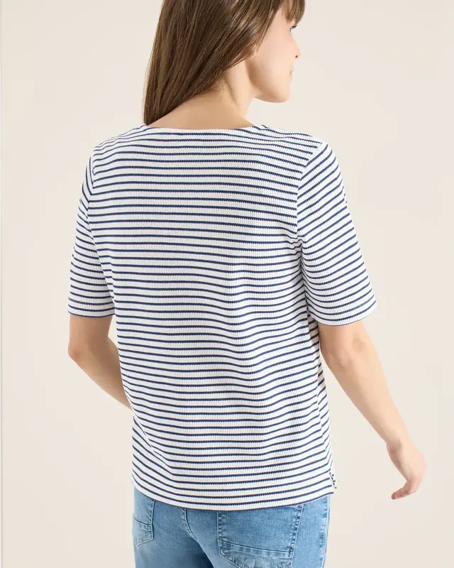 Cecil Shirt mit V-Neck - Sporty Denim Blue