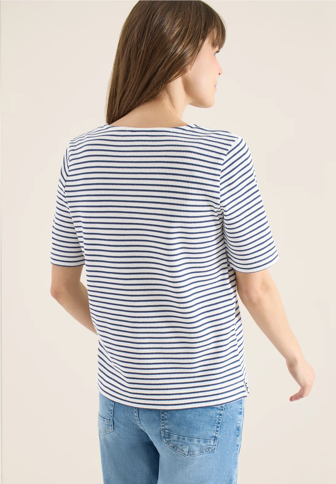 Cecil Shirt mit V-Neck - Sporty Denim Blue