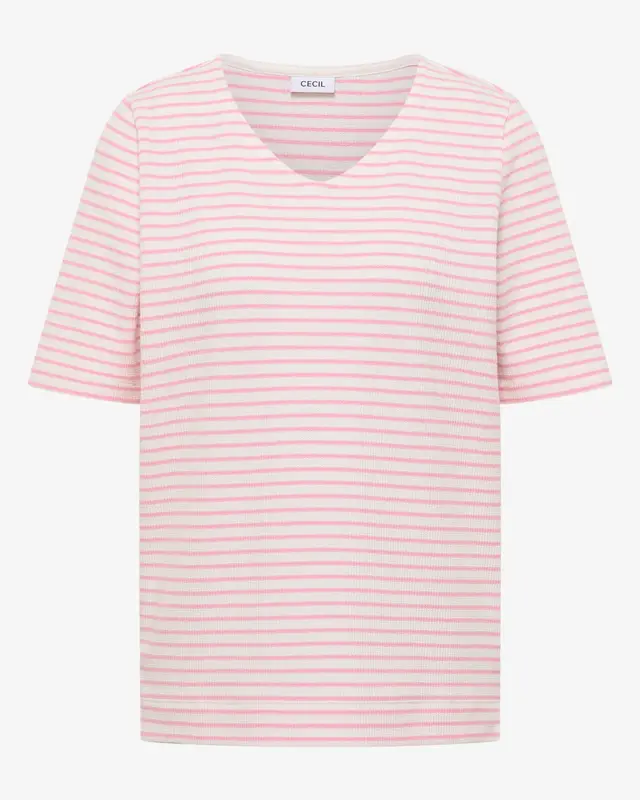 Cecil Shirt with Rounded V-Neck - Light Blush Rose