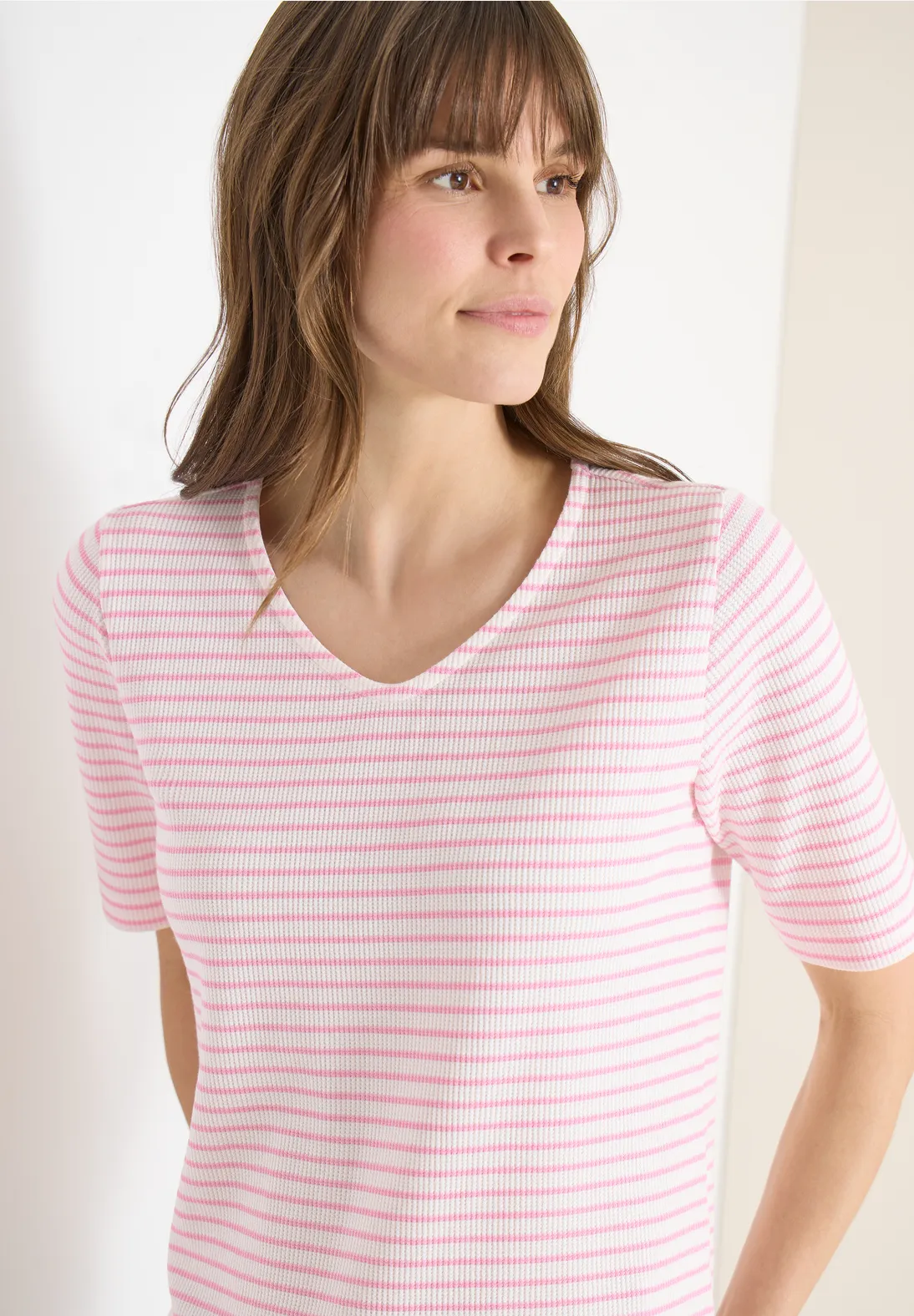 Cecil Shirt met Ronde V-hals - Light Blush Rose
