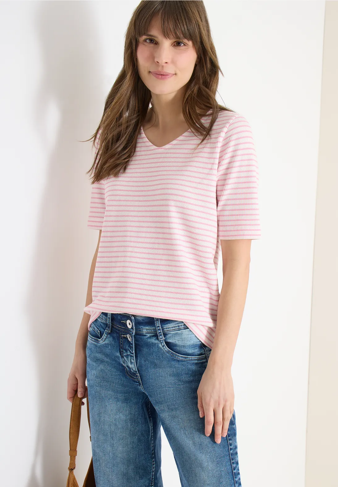 Cecil Shirt mit V-Neck - Light Blush Rose