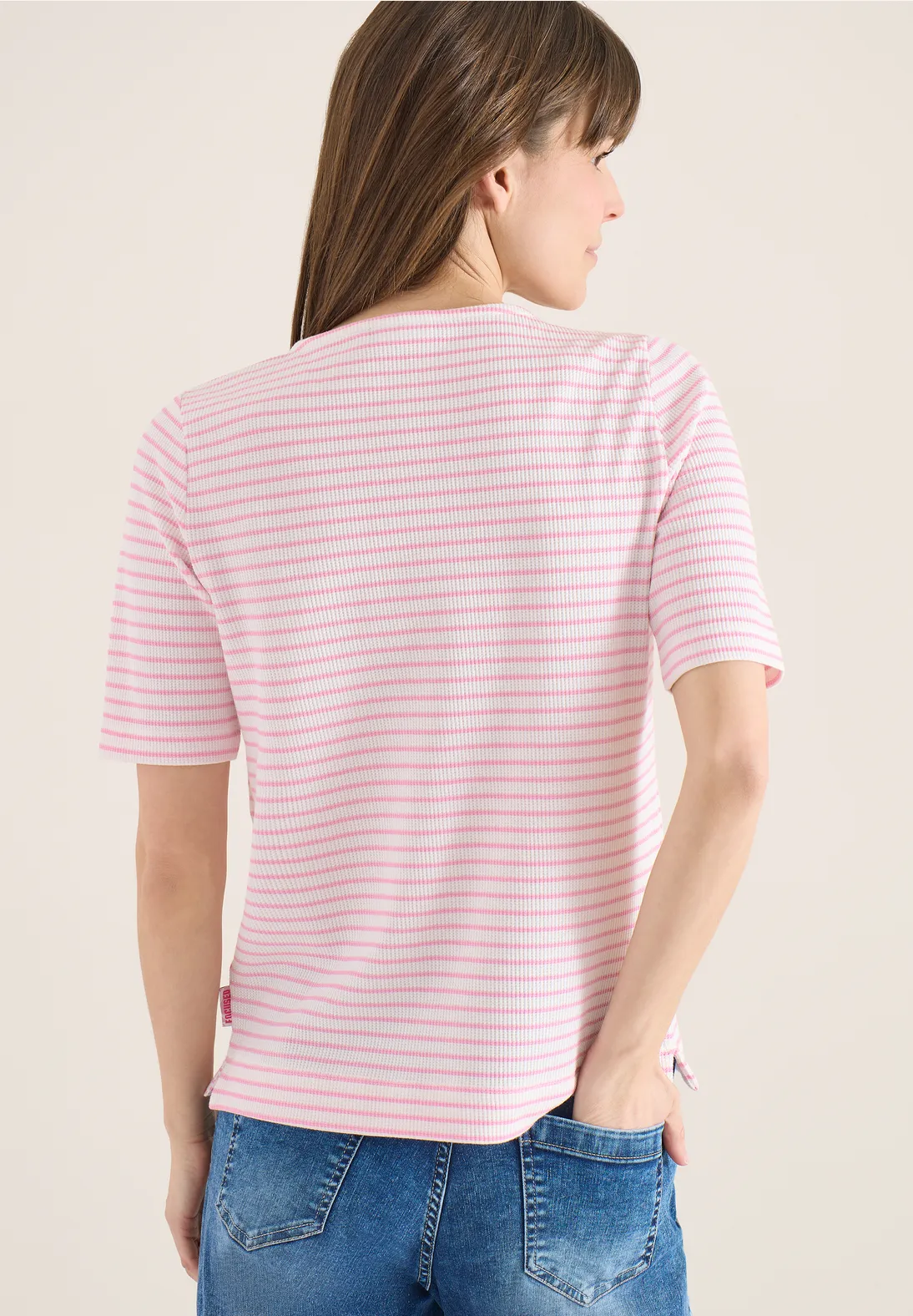 Cecil Shirt met Ronde V-hals - Light Blush Rose