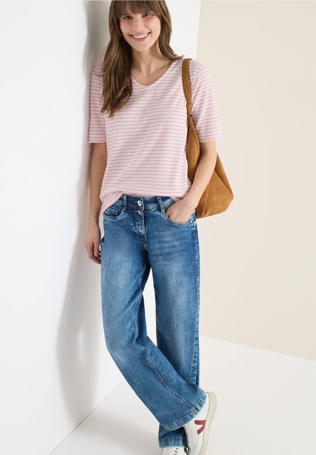 Cecil Shirt mit V-Neck - Light Blush Rose