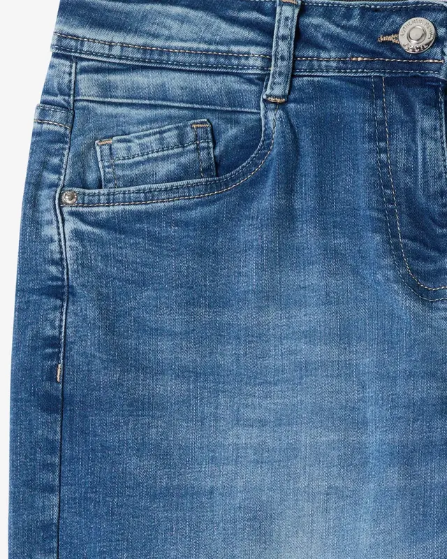 Cecil High Waist Barrel Leg Jeans Scarlett - Mid Blue Wash