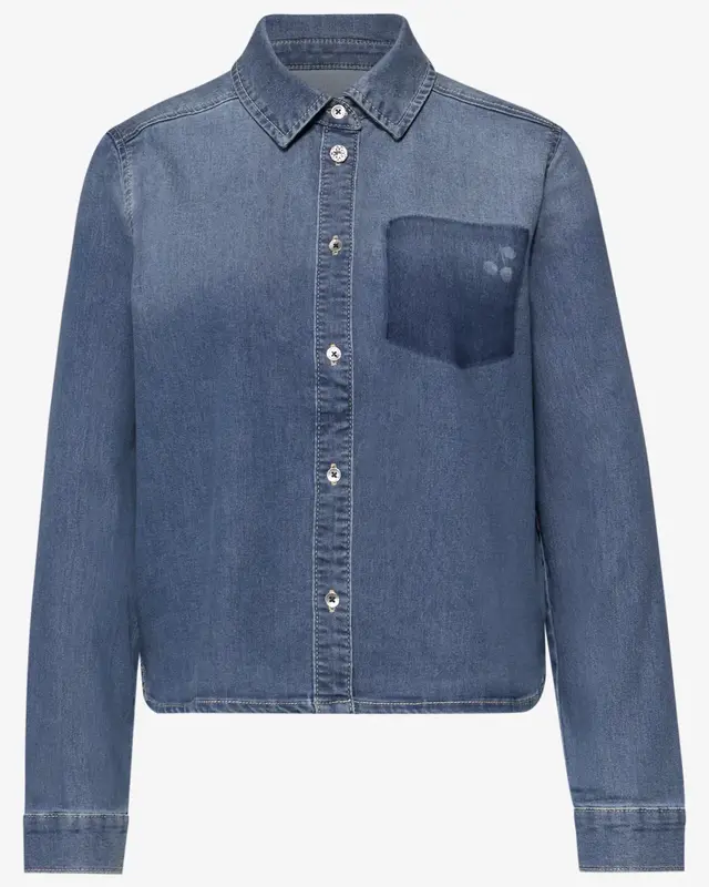 Street One Studio Langarm Denimbluse - Mid Blue Authentic Washed