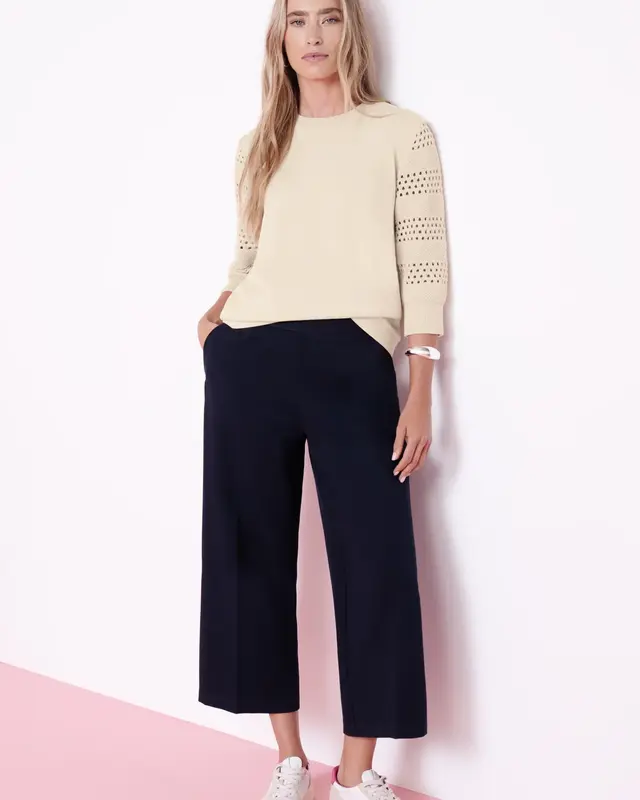 Street One Shirt mit Lochmuster-Ärmeln - Smoke Beige