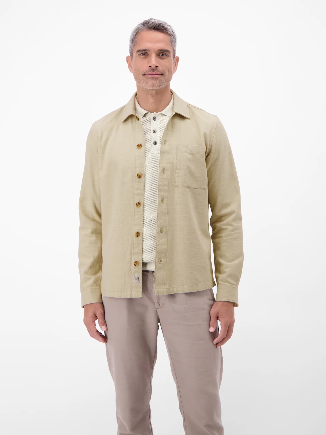 Lerros Overhemd, 100% Katoen - Soft Stone