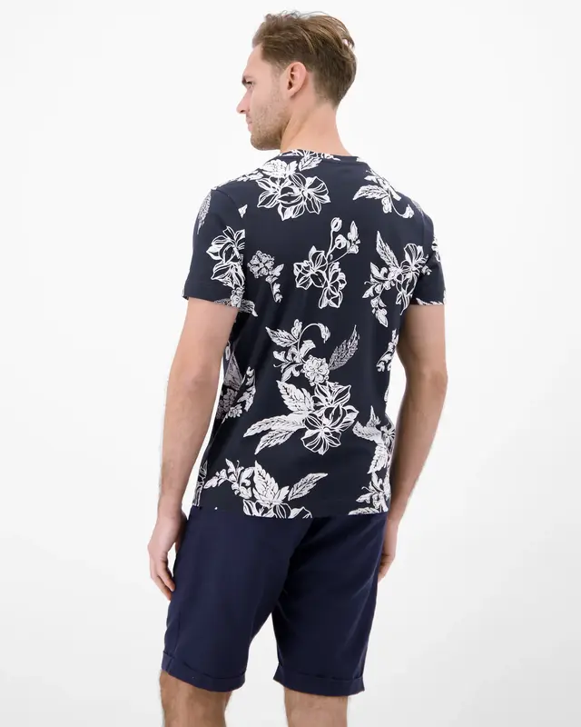 Lerros Print T-Shirt Round Neck - Classic Navy