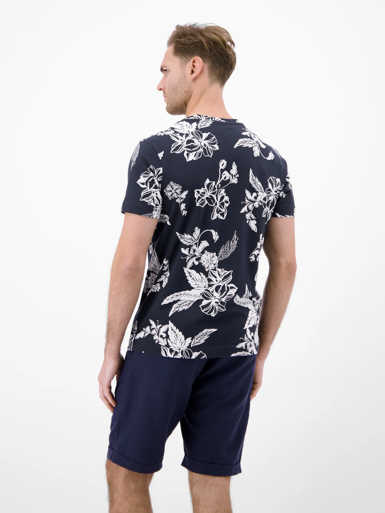 Lerros Print T-Shirt Ronde Hals - Classic Navy
