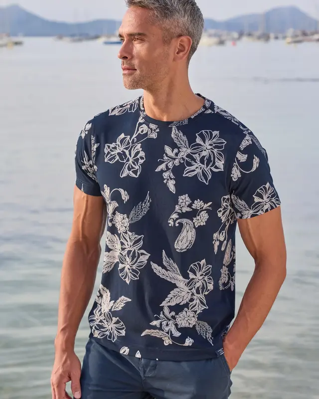 Lerros Print T-Shirt Round Neck - Classic Navy