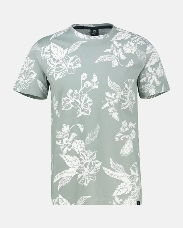 Lerros Print T-Shirt Ronde Hals - Storm Grey