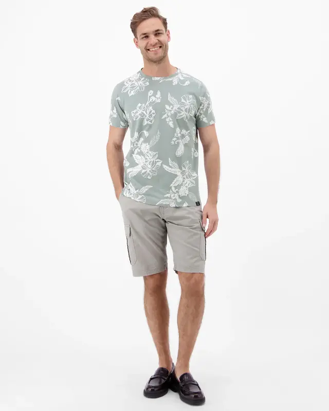 Lerros Print T-Shirt Ronde Hals - Storm Grey