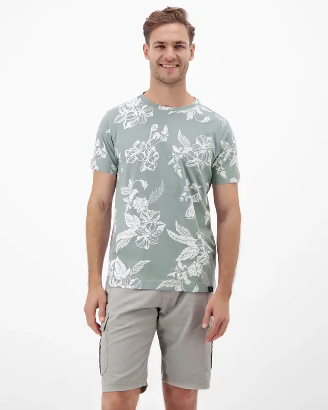 Lerros Print T-Shirt Round Neck - Storm Grey