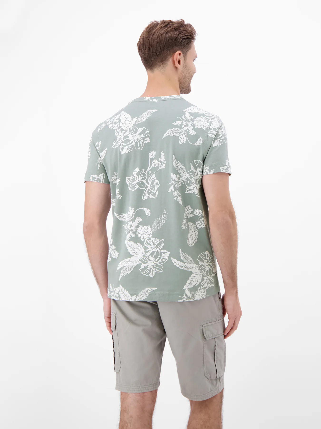 Lerros Print T-Shirt Ronde Hals - Storm Grey