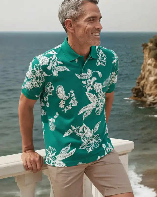 Lerros Poloshirt Print - Soft Teal