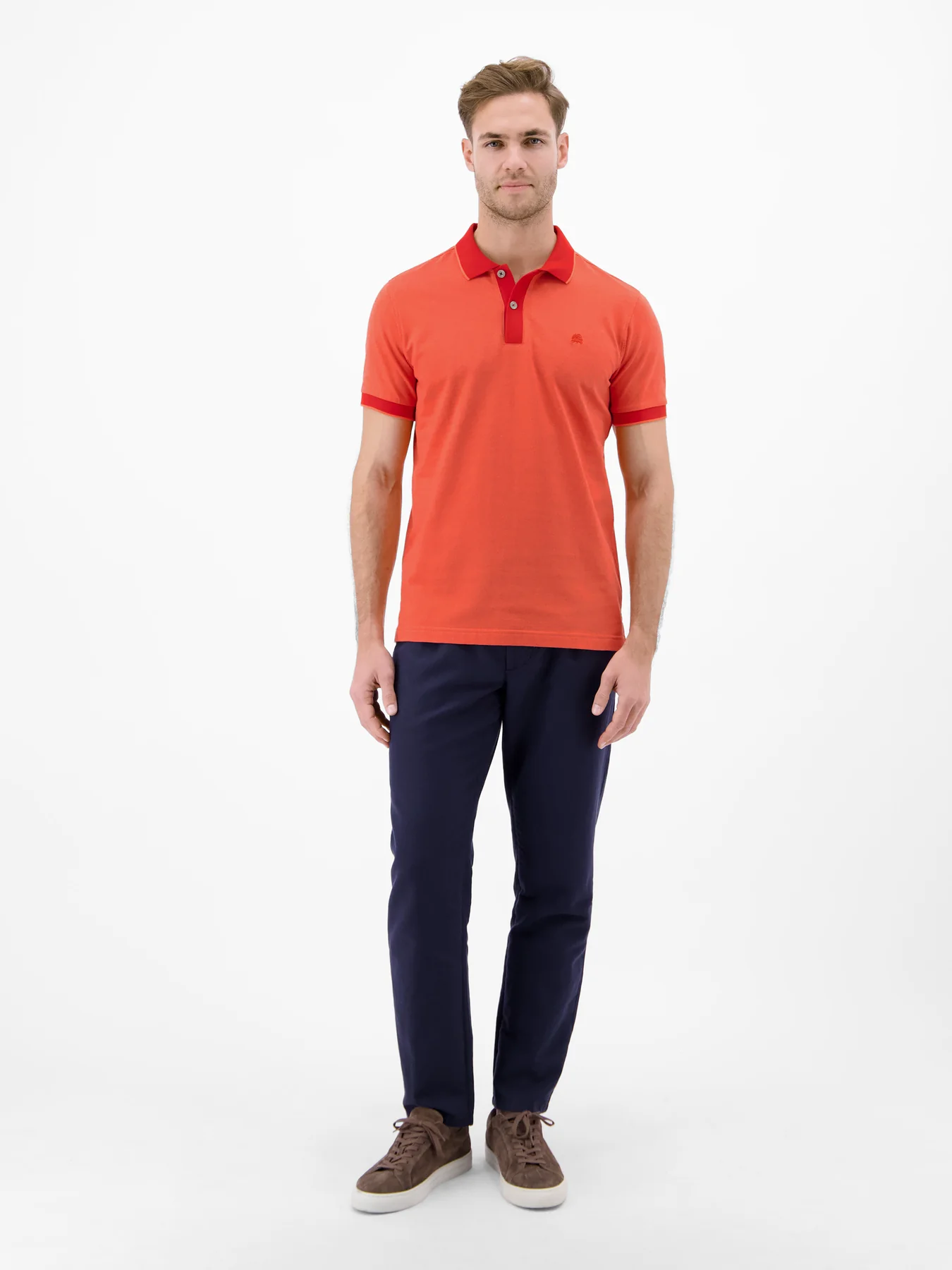 Lerros Poloshirt, Tweekleurig - Vivid Red
