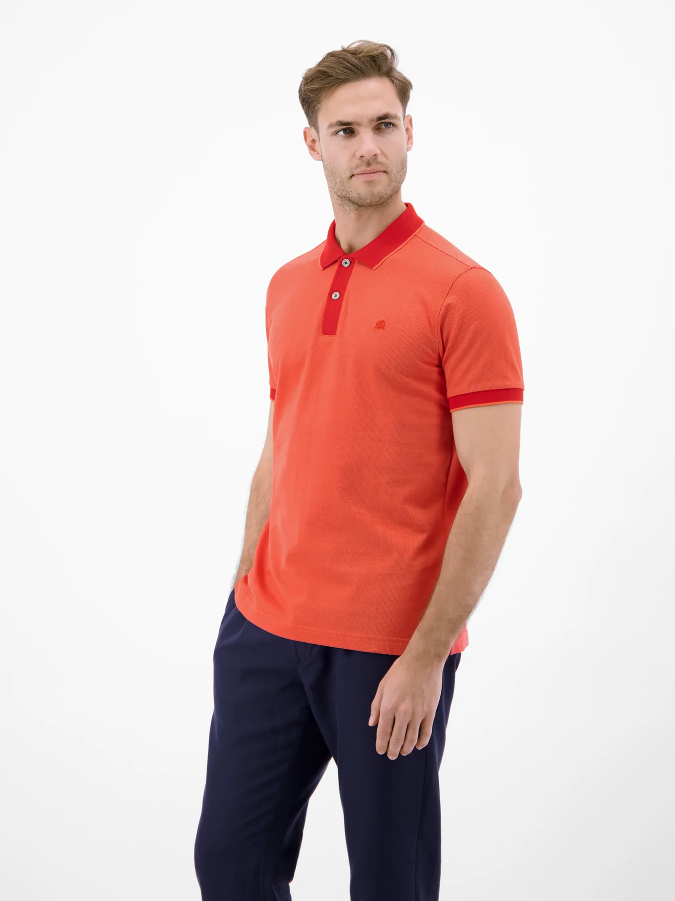 Lerros Poloshirt, Tweekleurig - Vivid Red