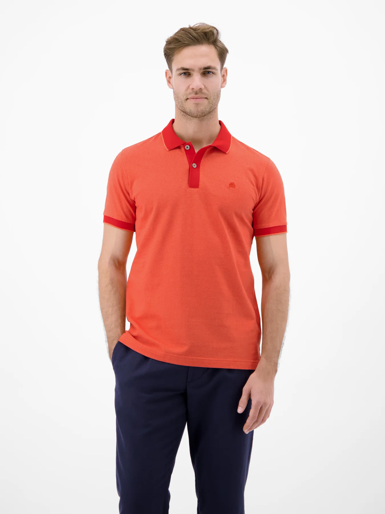 Lerros Poloshirt, Tweekleurig - Vivid Red