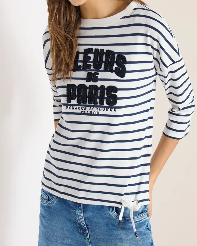 Cecil Shirt mit Wording - Universal Blue