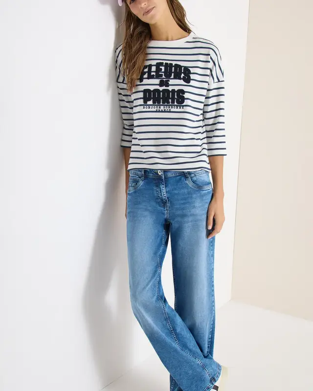 Cecil Shirt mit Wording - Universal Blue