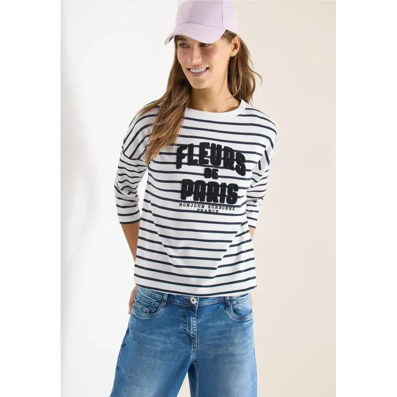 Cecil Shirt mit Wording - Universal Blue