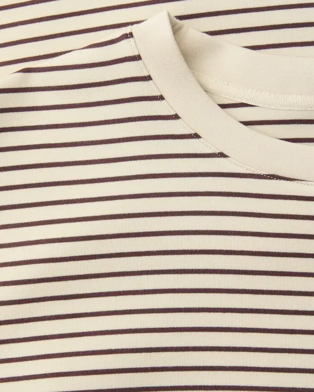 Street One Studio Fijn Gestreept Scuba Shirt - Mahogany Brown