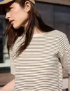 Street One Studio Fijn Gestreept Scuba Shirt - Mahogany Brown
