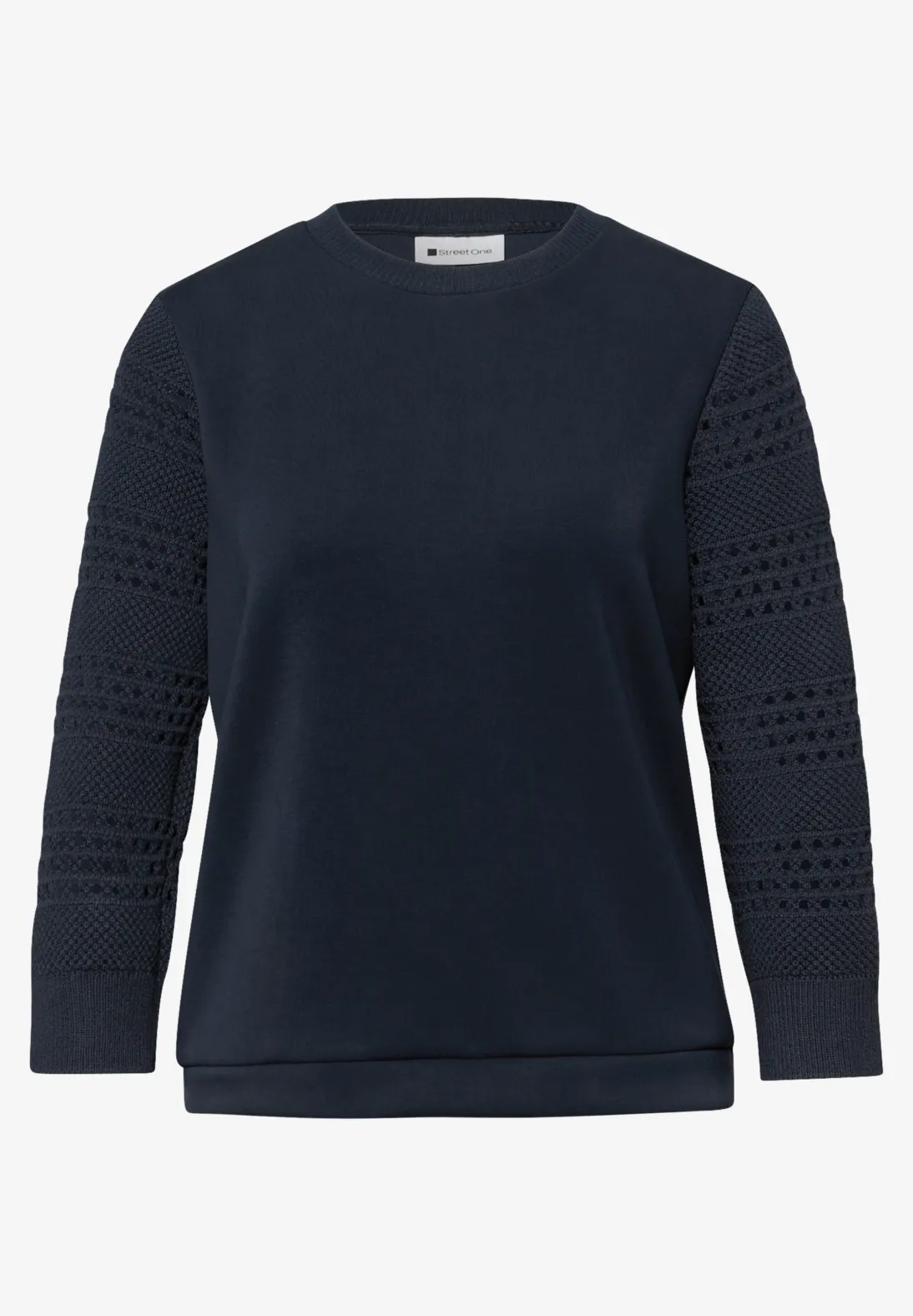 Street One Shirt met Geperforeerde Mouwen - Shaded Navy