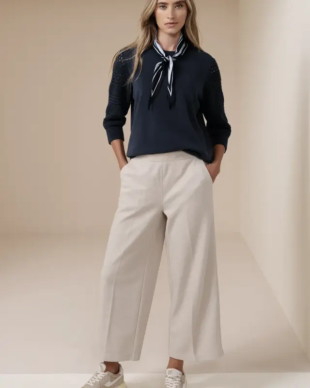 Street One Shirt mit Lochmuster-Ärmeln - Shaded Navy